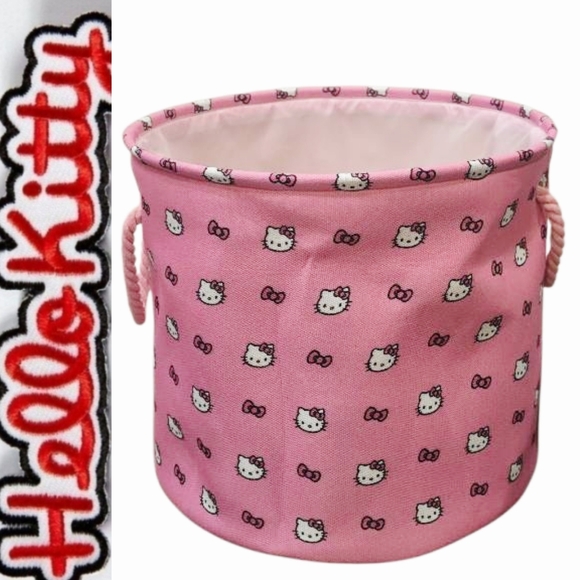 Hello Kitty Logo Bows Storage Bin w/Handles - Picture 1 of 7